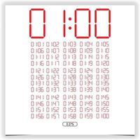 closeup relógio digital exibindo 1 hora. número de relógio digital vermelho conjunto de figuras eletrônicas vetor premium