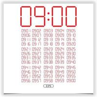 closeup de relógio digital exibindo 9 horas. número de relógio digital vermelho conjunto de figuras eletrônicas vetor premium