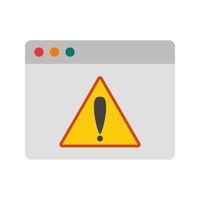 aviso no ícone multicolorido plano do navegador vetor