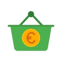 ícone multicolorido plano de cesta de euro vetor
