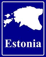 assinar como um mapa de silhueta branca da Estônia vetor