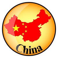 botão laranja com os mapas de imagem da china vetor