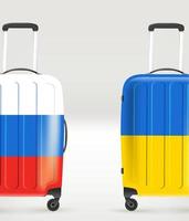 malas de viagem de plástico russo e ucraniano. ilustração vetorial 3D vetor