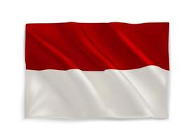 vermelho e branco acenando a bandeira nacional da Indonésia. objeto de vetor 3D isolado em branco
