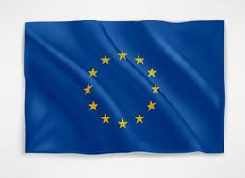 bandeira azul da União Europeia com estrelas douradas. objeto de vetor 3D isolado em branco