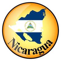 botão laranja com os mapas de imagem da nicarágua vetor