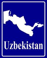 assinar como um mapa de silhueta branca do Uzbequistão vetor