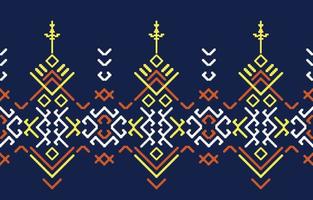 fronteira artesanal étnica azul bela arte. padrão sem costura navajo em estilo tribal, bordado popular, mexicano, peruano, indiano, marroquino, peru e uzbeque. Impressão de ornamento de arte geométrica com motivo asteca. vetor
