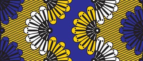 padrão de amarelo e azul tradicional étnico africano. sem costura linda kitenge, estilo chitenge. design de moda em colorido. motivo abstrato geométrico. estampas florais de ancara, estampas de cera africanas. vetor