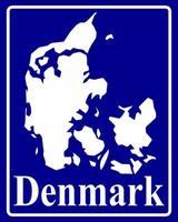 assinar como um mapa de silhueta branca da Dinamarca vetor
