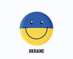 cara feliz nas cores da bandeira ucraniana. Ucrânia sorrindo emoticon em fundo isolado, eps de vetor editável.