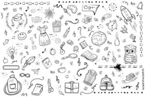 elementos de doodle desenhados à mão de educação vetor