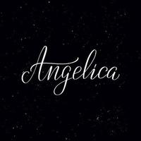 lousa lousa letras angelica. texto de caligrafia manuscrita, giz em um quadro negro, ilustração vetorial. saudações para logotipo, crachá, ícone. vetor