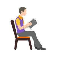 homem sentado lendo o ícone multicolorido plano vetor