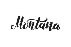 letras de pincel manuscritas inspiradoras montana. ilustração vetorial de caligrafia isolada no fundo branco. tipografia para banners, crachás, cartão postal, camiseta, estampas, cartazes. vetor