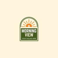 vista da manhã logotipo moderno do acampamento do nascer do sol vetor