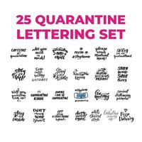 conjunto de 24 citações de quarentena. letras de pincel manuscritas inspiradoras. ilustração vetorial de estoque de caligrafia isolada no fundo branco. tipografia para banners, crachás, cartão postal, camiseta, estampas. vetor