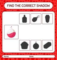encontre o jogo de sombras correto com tubo de química. planilha para crianças pré-escolares, folha de atividades para crianças vetor