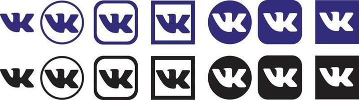 logotipo vkontakte definido em forma diferente em um fundo branco vetor