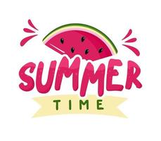 letras de horário de verão em uma ilustração em vetor de cartão postal de banner de verão de fundo branco em estilo simples