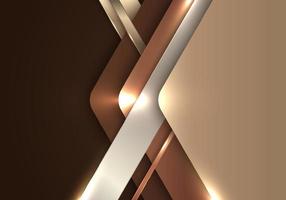 seta dourada 3d de luxo abstrato com listras e efeito de iluminação em fundo marrom vetor
