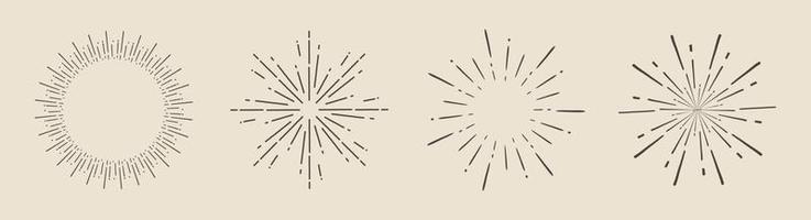 conjunto de sol. grande coleção sunburst melhor qualidade. estrela, explosão de fogos de artifício, logotipo, emblema, tag. bandeira da web. vetor