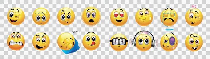 conjunto de ícones de sorriso emoticon. conjunto de emoji dos desenhos animados vetor eps 10