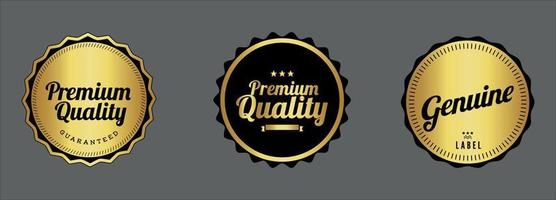 rótulos de qualidade premium dourados vetor eps 10