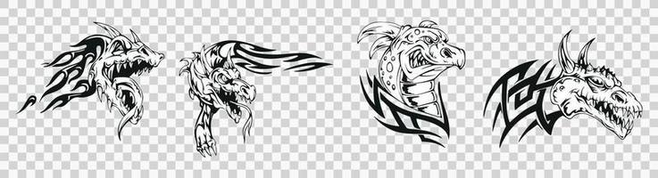 dragão doodle desenho tatuagem vetor eps 10