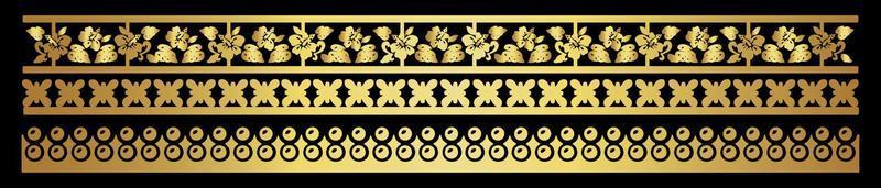 conjunto de bordas florais de ouro vetor eps 10