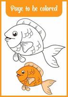 livro de colorir para crianças peixe bonito vetor
