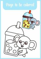 livro de colorir para crianças bebida coala fofo vetor