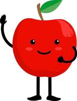 desenho de personagens de maçã bonito dos desenhos animados, vetor de modelo de ilustração de ícone de maçã. fruta de maçã feliz com cara de kawaii bonito, personagem vegetariano engraçado.