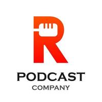 letra r com ilustração de modelo de logotipo de podcast. adequado para podcasting, internet, marca, musical, digital, entretenimento, estúdio etc vetor