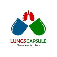 ilustração de modelo de logotipo de cápsula de pulmões. adequado para droga, pílula, tablet, farmácia, clínica, hospital, médico etc vetor