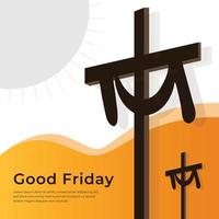 ocasião religiosa cristã de sexta-feira com ilustração vetorial de cruz de jesus para fundo de cartaz mídia social post saudações banners elementos de símbolo de logotipo e impressão