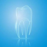 Dente de malha 3D em um fundo azul. vetor