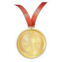 medalha de ouro de vetor na fita vermelha
