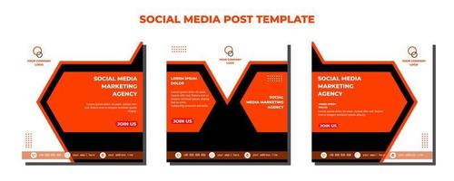 modelo de postagem de mídia social de vetor preto laranja, ilustração de arte vetorial e texto