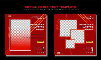 modelo de postagem de mídia social de vetor vermelho, ilustração de arte vetorial e texto