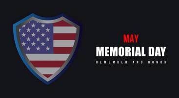 dia do memorial - banner lembre-se e honre. dia do memorial dos estados unidos. feriado nacional americano. emblema de ilustração da bandeira dos eua