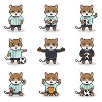 ilustração vetorial de personagens de gato jogando futebol vetor