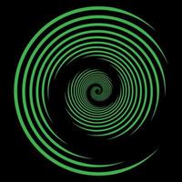 círculo linhas verdes isoladas no fundo preto. arte óptica. elemento de design para moldura, logotipo, tatuagem, páginas da web, estampas, cartazes, modelo, fundos vetoriais abstratos. forma de ilusão de ótica.