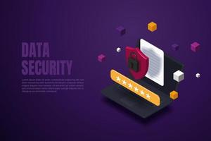 segurança de proteção de dados confidenciais e senhas no laptop vetor