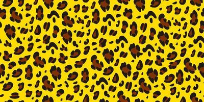 estampa de leopardo em um fundo amarelo. fundo desenhado à mão sem costura animalesca pattern.vector.