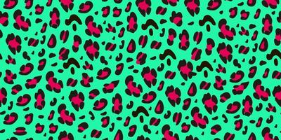 padrão de leopardo verde e rosa. impressão animalística é adequada para impressão em tecido, papel. vetor de fundo desenhados à mão.