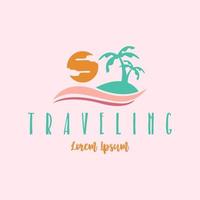 vetor de conceito de design de logotipo viajando. modelo de design de logotipo de férias