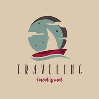 vetor de conceito de design de logotipo viajando. modelo de design de logotipo de férias