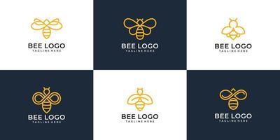conjunto de coleção de conceito de vetor de design de logotipo de abelha monograma moderno