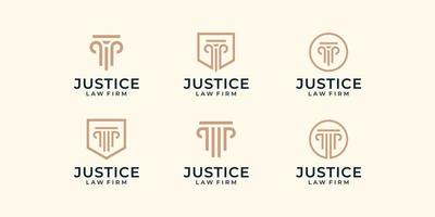 conjunto de modelo gráfico de vetor de design de logotipo de justiça de escritório de advocacia moderno